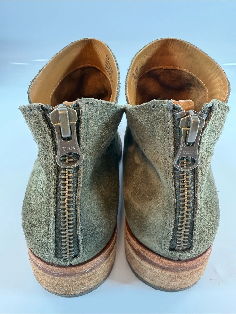 Kork-Ease Olive Green Suede Ankle Boots Back Zip Women’s‎ Size 8.5